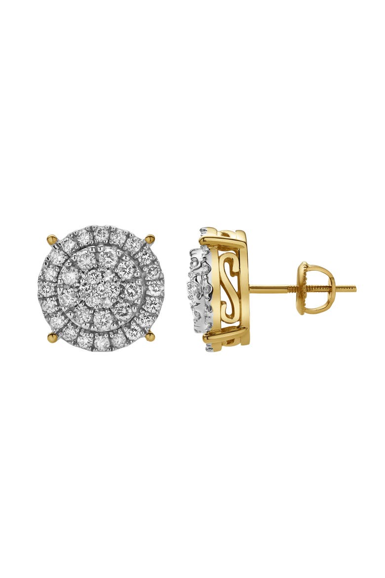 Zephyra 10K Yellow Gold Cluster Diamond Unisex Earrings - 1 Cts, Main, color, 10K Yellow Gold