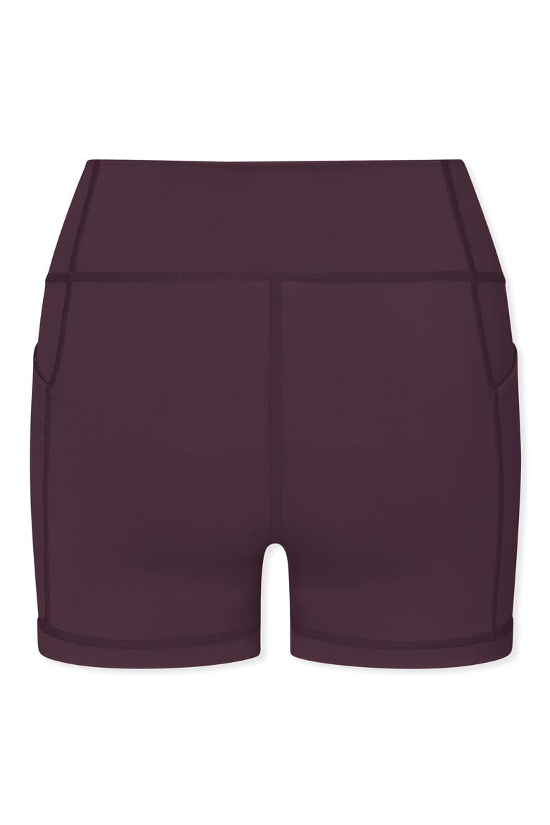 Heather High Waist Pocket Bike Shorts, Alternate, color, VAMP BURGUNDY