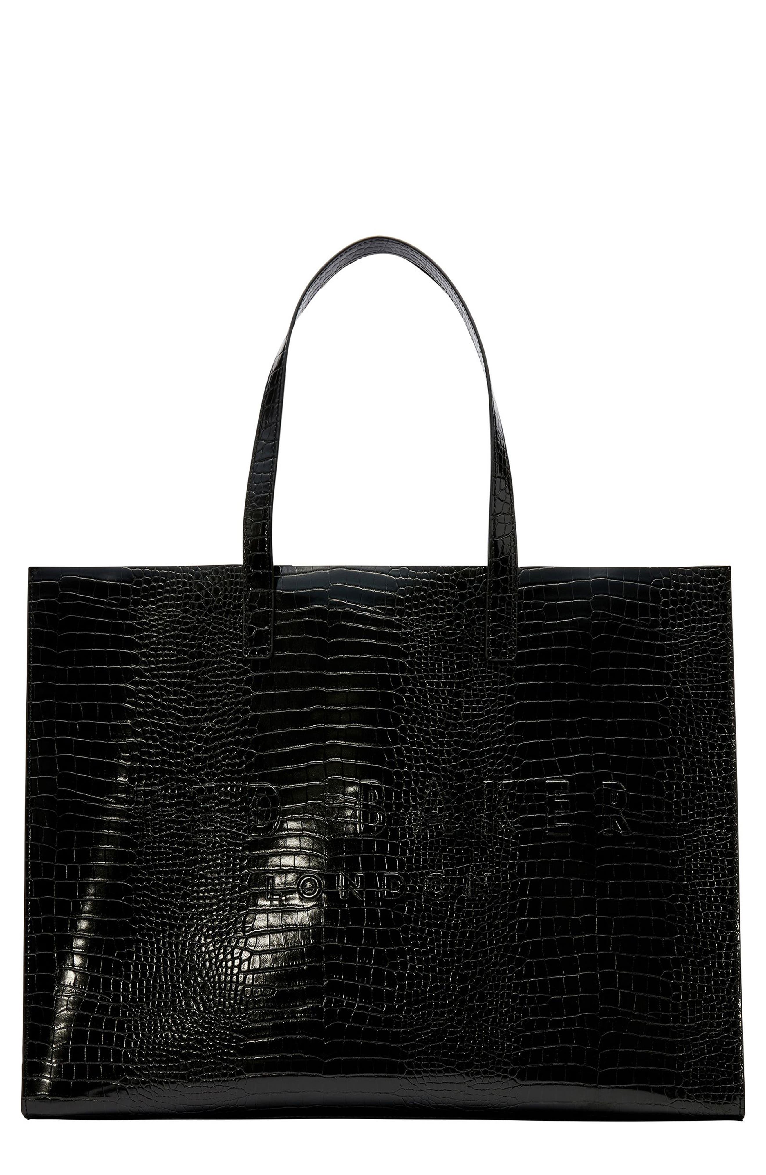 Ted Baker London Allicon Croc Faux Leather Tote, Main, color, 