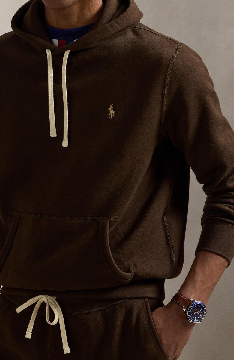Polo Ralph Lauren Cotton Blend Fleece Hoodie, Alternate, color, Nutmeg Brown