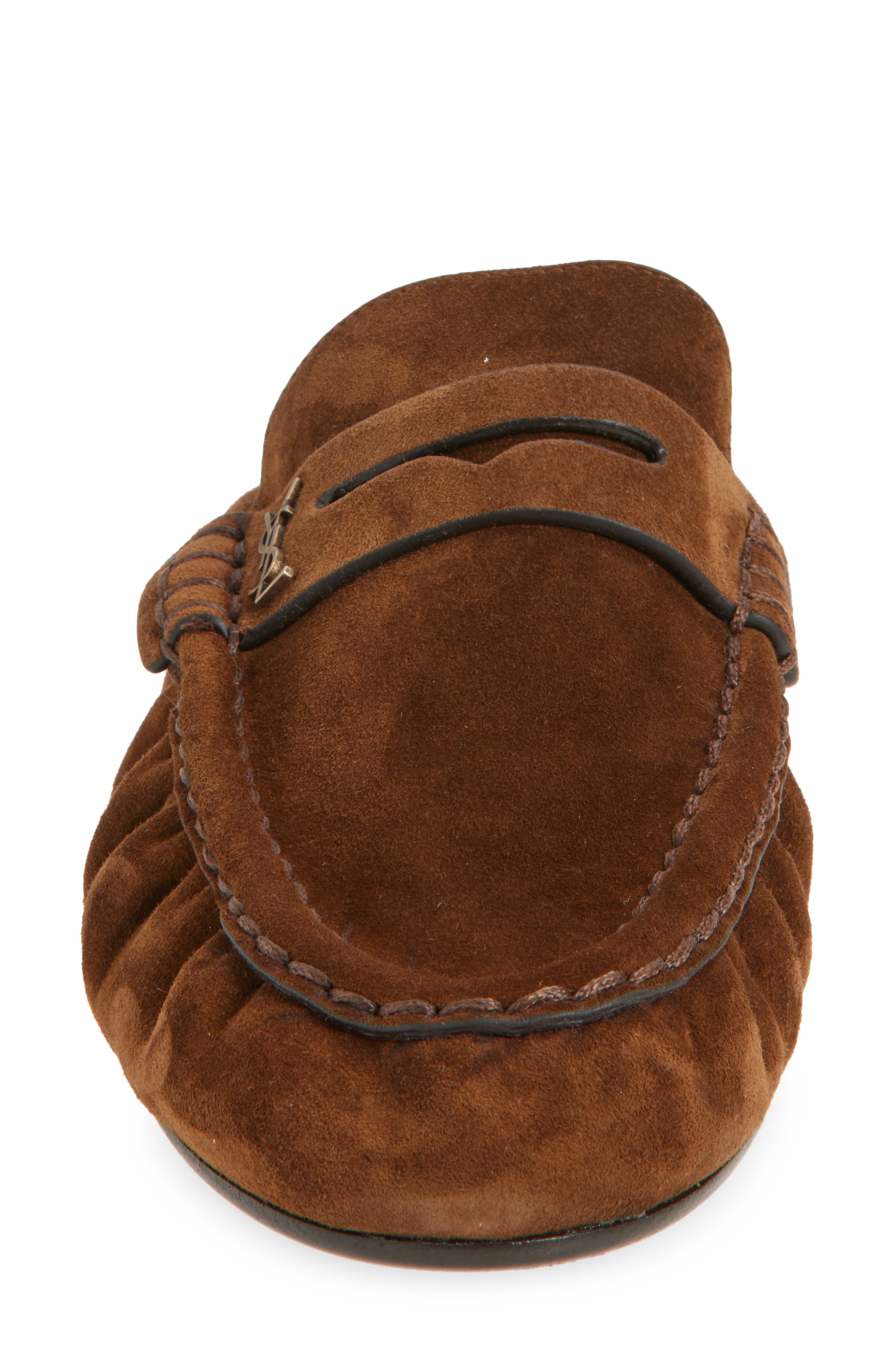 Saint Laurent Le Penny Loafer Mule, Alternate, color, Brown