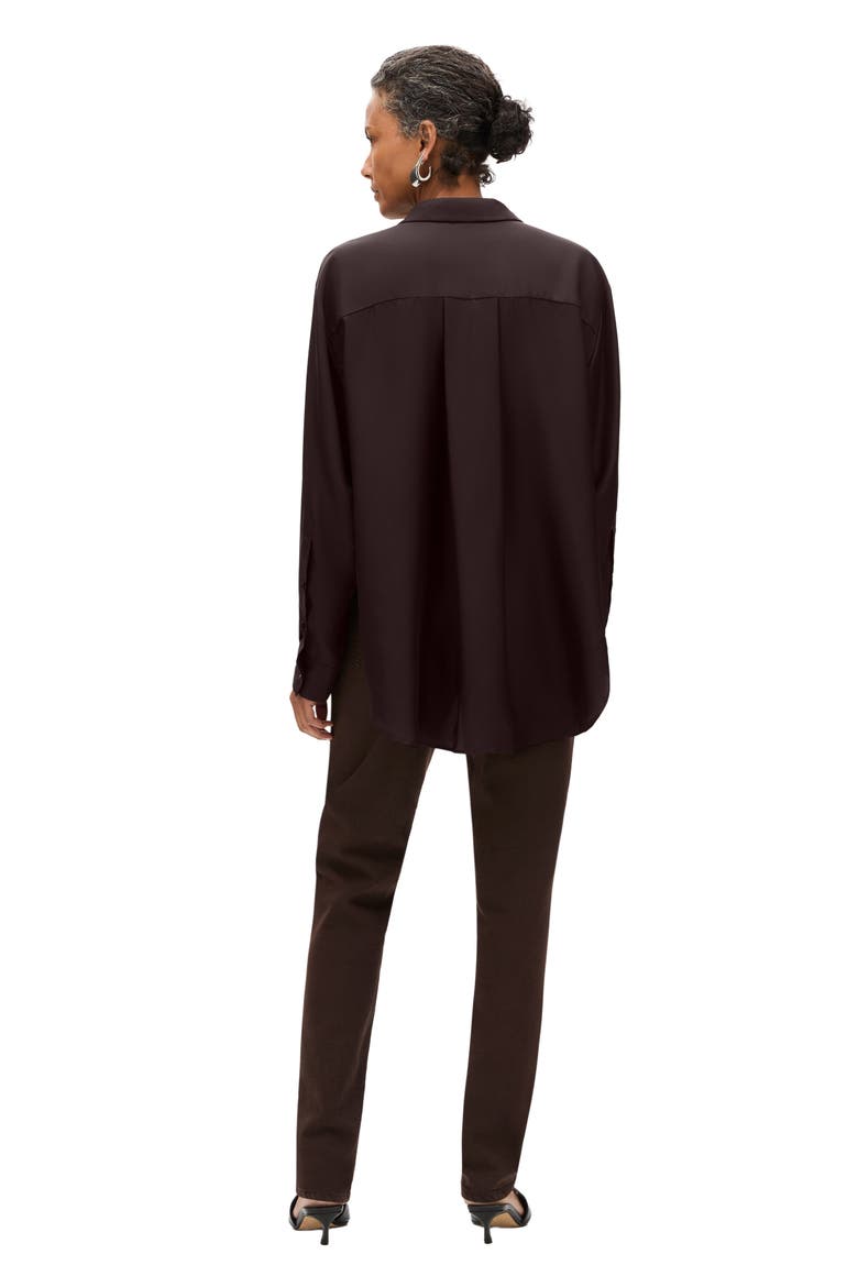 Silk Pleat Back Shirt, Alternate, color, Chocolate