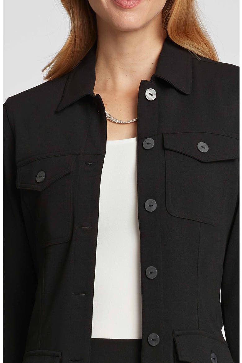 Stella Crepe Knit Utility Jacket, Alternate, color, BLACK