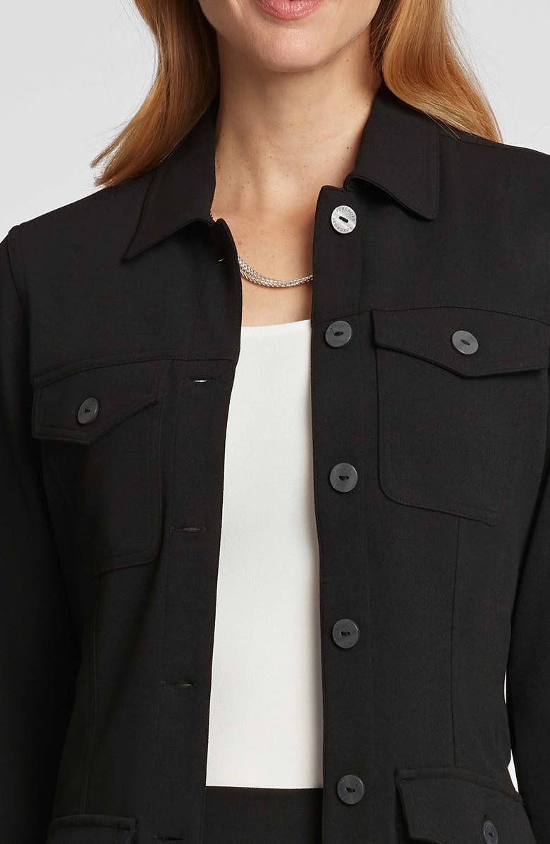 Foxcroft Stella Crepe Knit Utility Jacket, Alternate, color, Black