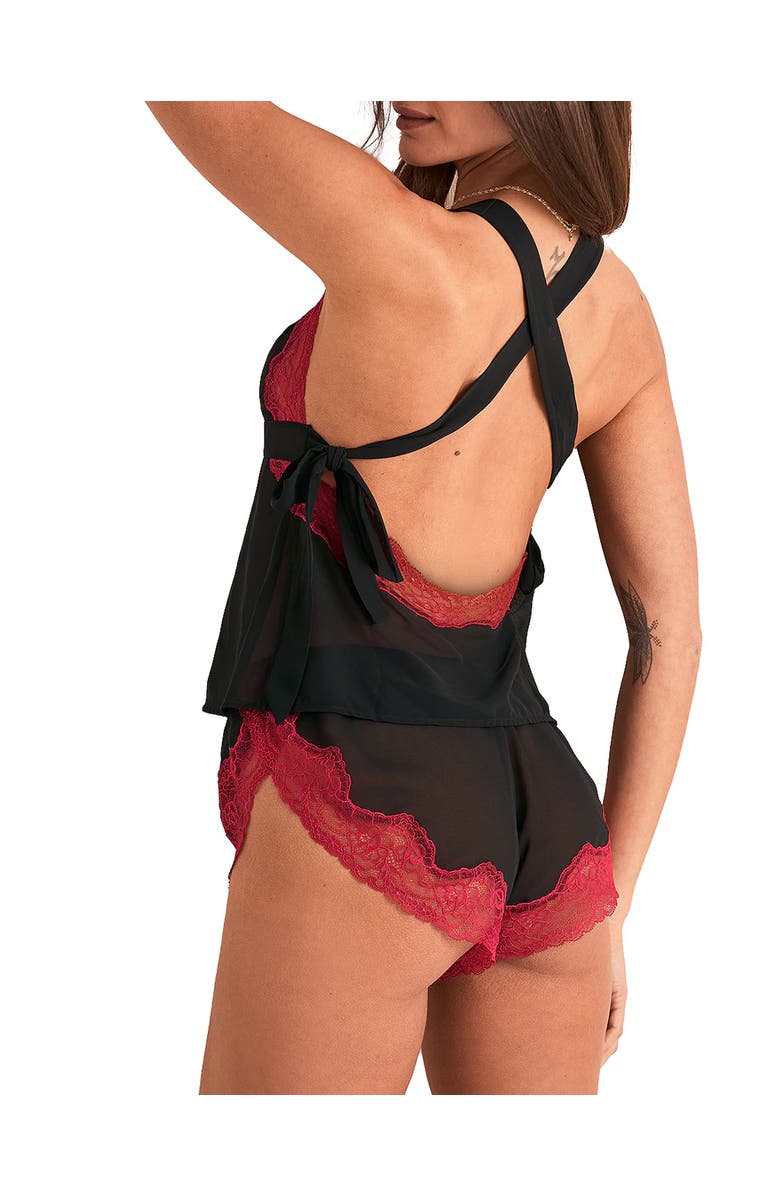 Adore Me Sabreina Camisole & Flutter Short Set Lingerie, Alternate, color, Black