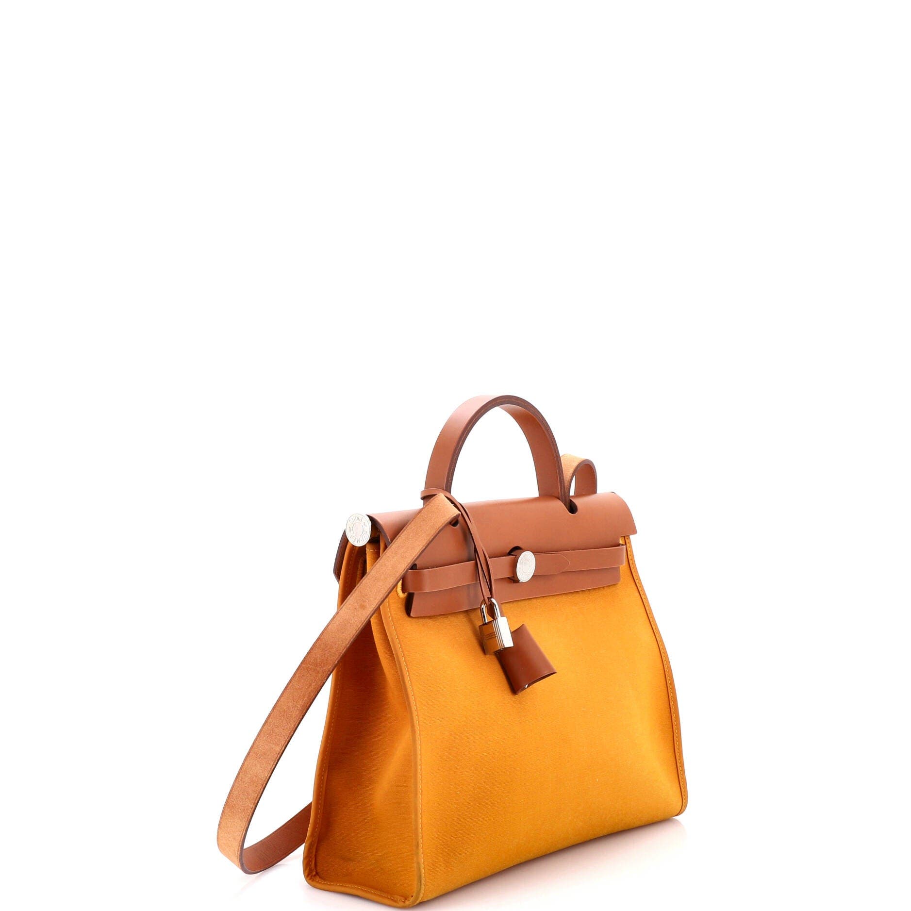 Pre-Owned Hermes Herbag Zip Leather and Toile 31, Alternate, color, Abricot