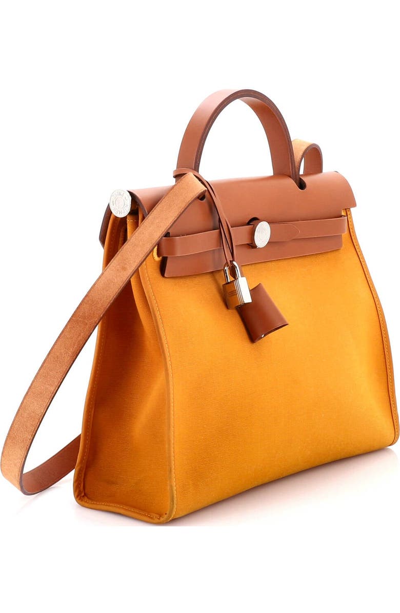 Pre-Owned Hermes Herbag Zip Leather and Toile 31, Alternate, color, Abricot