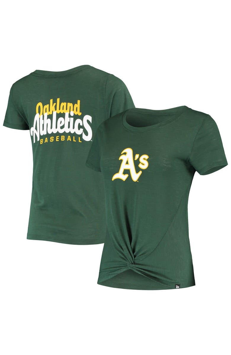 New Era Women's New Era Green Oakland Athletics 2-Hit Front Twist Burnout T-Shirt, Main, color,