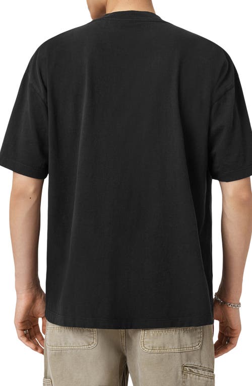 Allsaints Oversized Waved Logo Tee In Black