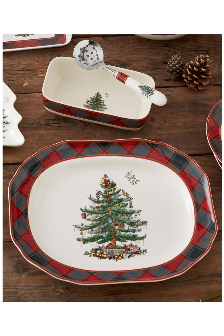 Tartan Rectangular Platter, Alternate, color, GREEN