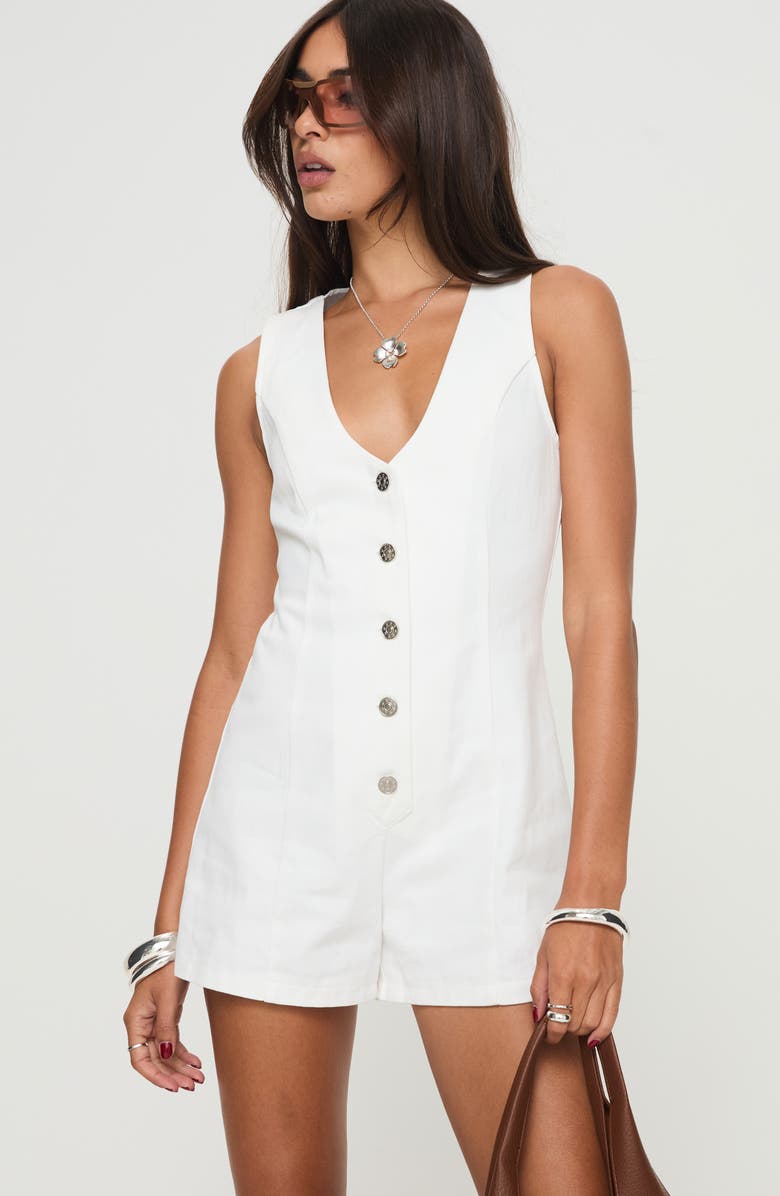 Princess Polly Damico Sleeveless Romper, Alternate, color, White