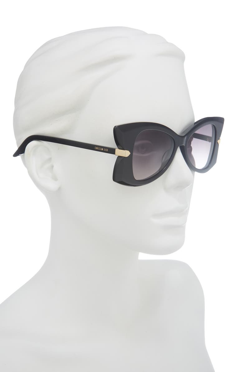 DIOR Butterfly S1I 51mm Gradient Butterfly Sunglasses, Alternate, color, Shiny Black / Gradient Smoke