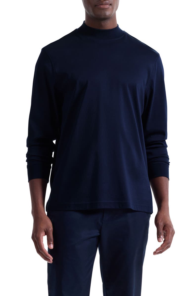 Bugatchi Long Sleeve Mock Neck T-Shirt, Main, color, Navy