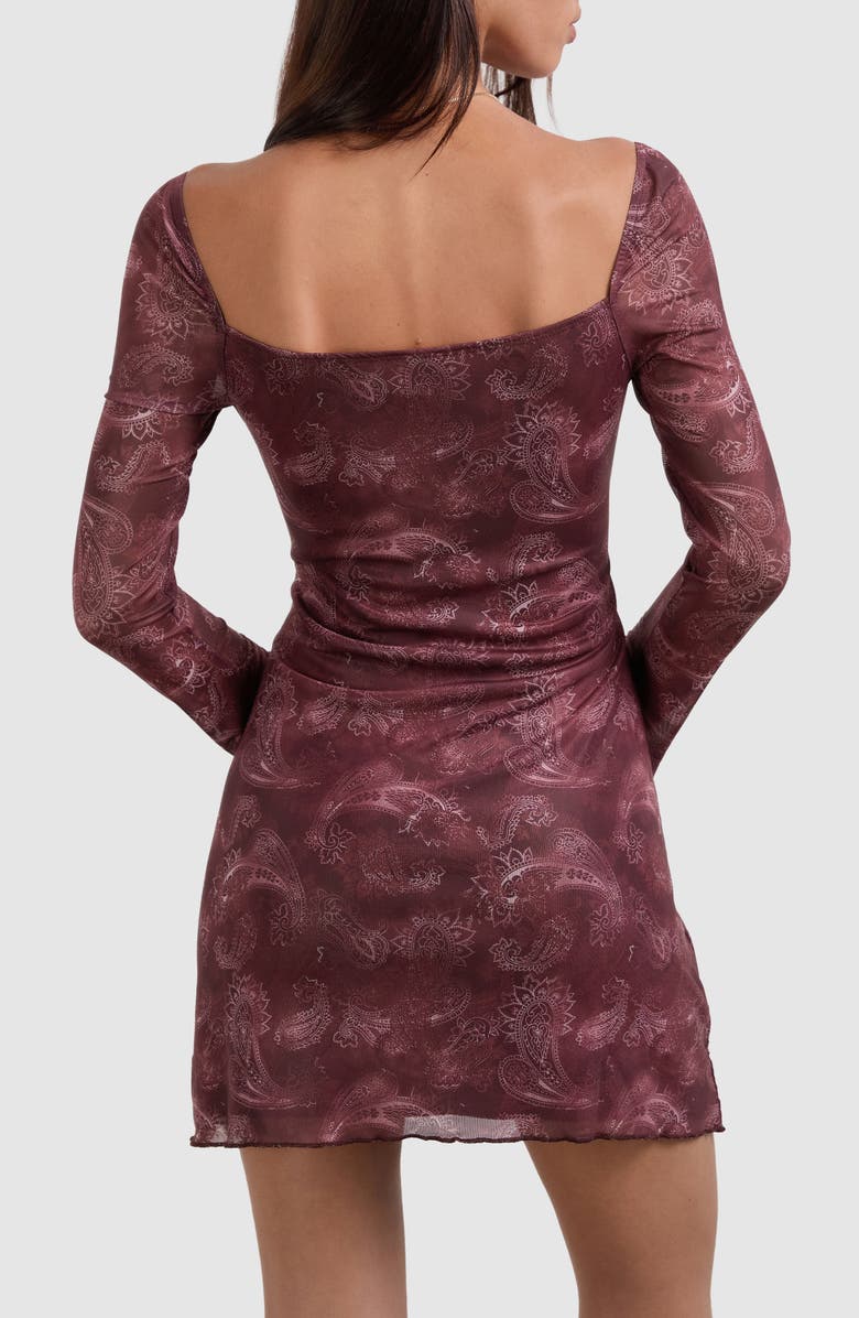 Motel Modena Long Sleeve Minidress, Alternate, color, Tnl Paisley Plum
