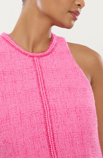Annalisa Feather Trim Tweed Cocktail Minidress