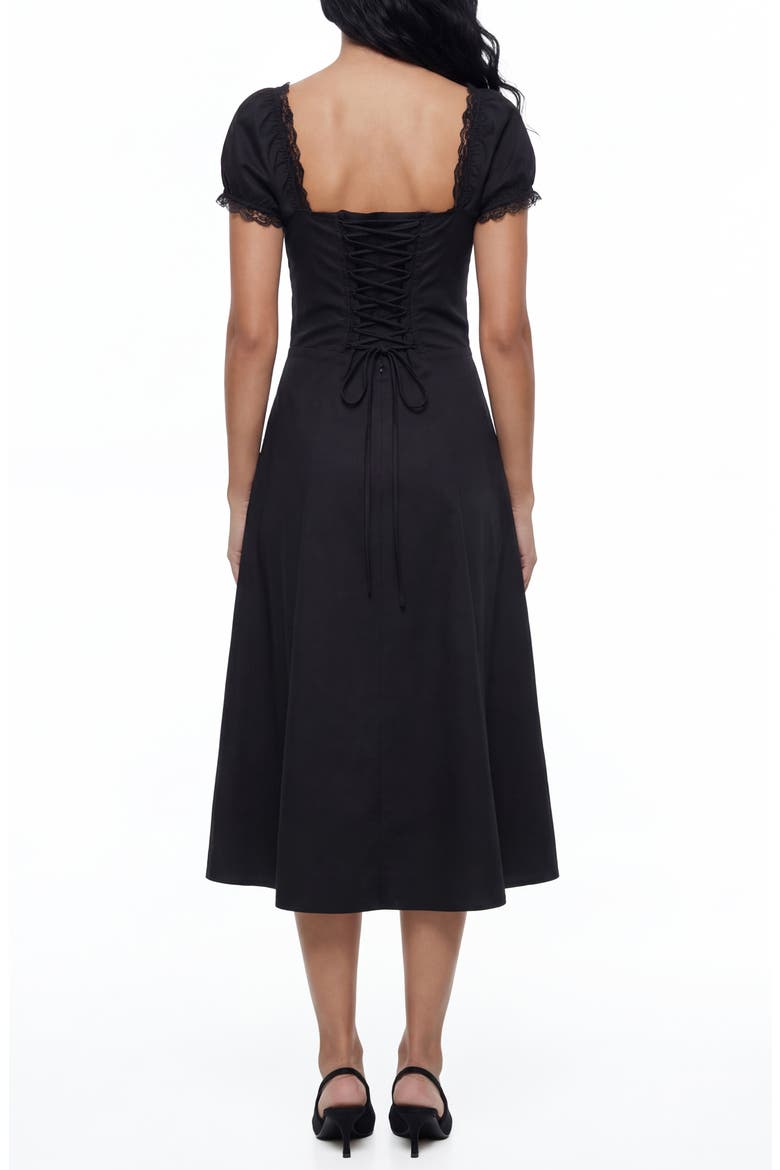 Juniper Lace Trim Midi Dress, Alternate, color, BLACK