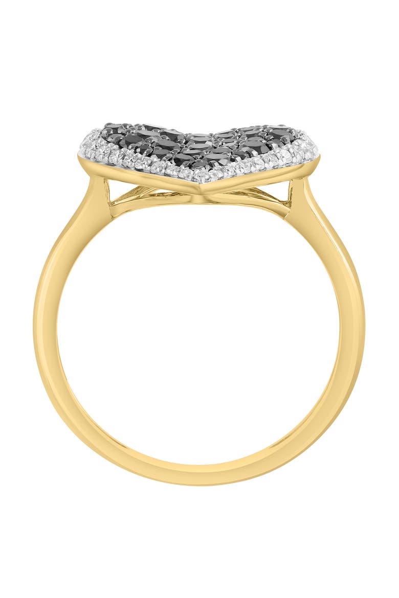 14K Yellow Gold Diamond & Black Diamond Heart Ring, Alternate, color, Hematite and FW Blush Pearl