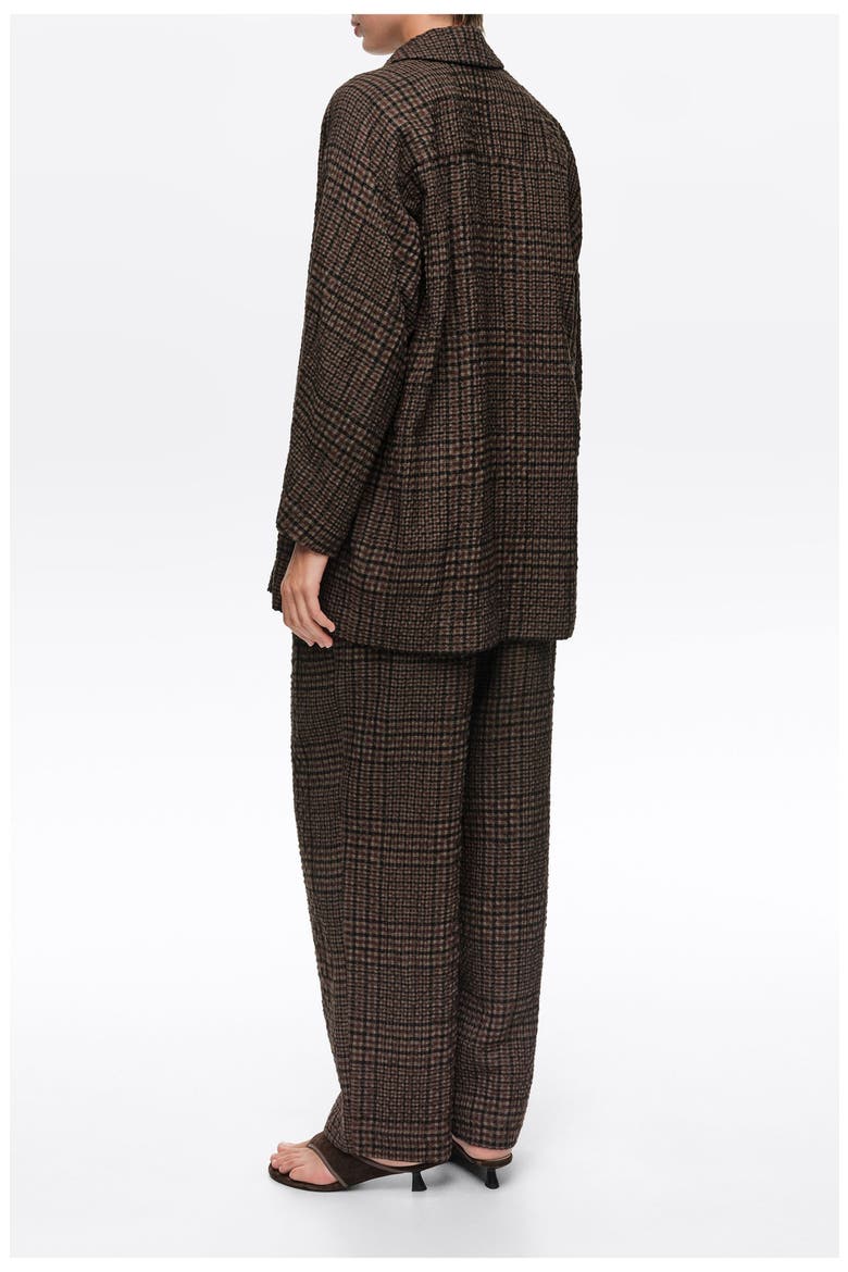 Checked Straight-Leg Trousers, Alternate, color, BROWN