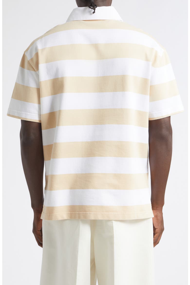 Embroidered Logo Cotton Jersey Polo, Alternate, color, 118-WHITE/BEIGE