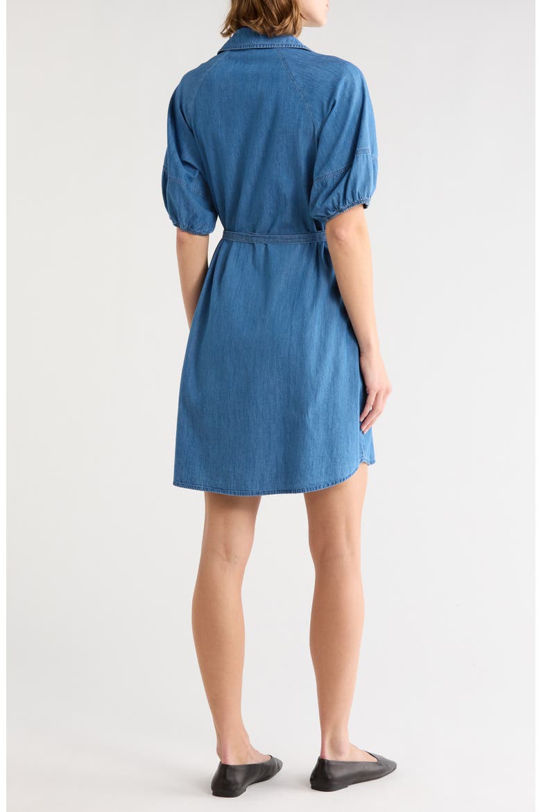 Puff Sleeve Denim Shirt Dress, Alternate, color, MEDIUM WASH