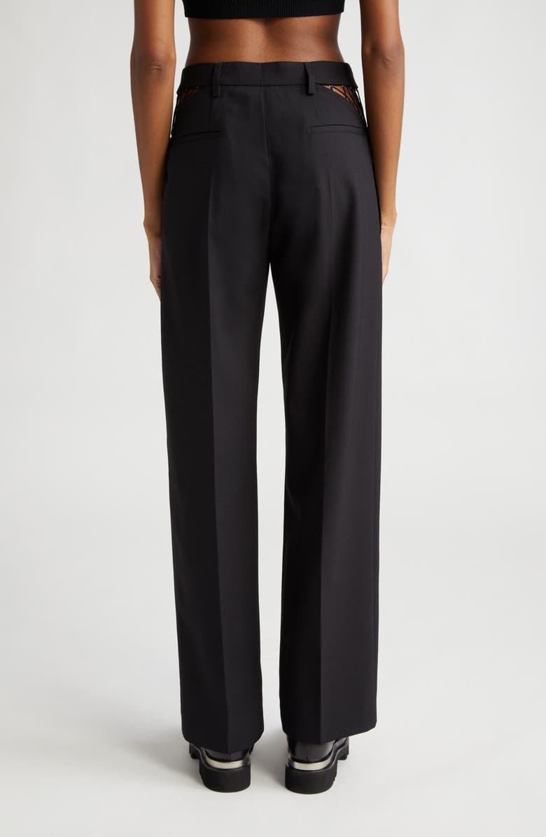Dion Lee Lace Cutout Wool Picot Pants, Alternate, color,