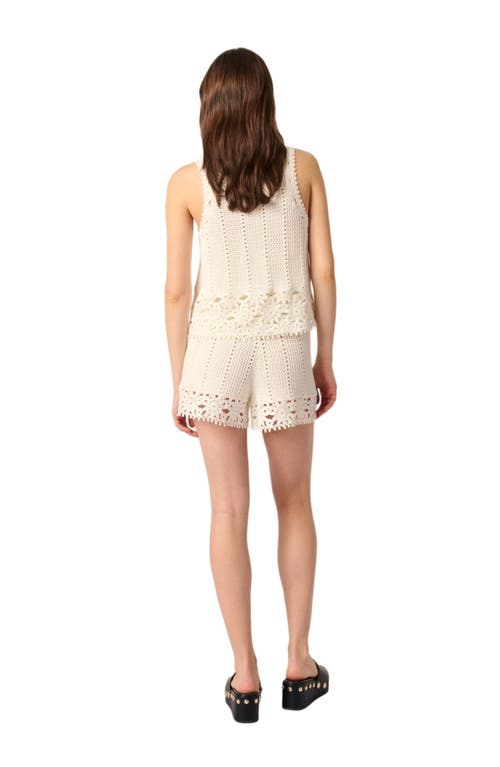 Maje Womens Crochet-knit Cotton Shorts Blanc