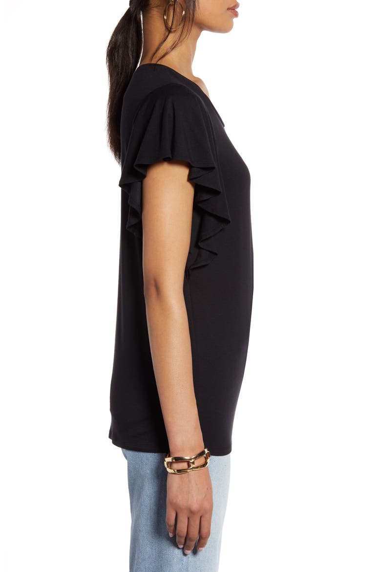Flutter Sleeve Tee, Alternate, color, BLACK