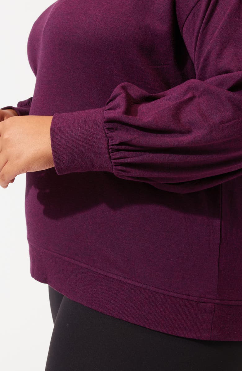 Threads 4 Thought Feather Fleece V-Neck Long Sleeve Top, Alternate, color, Heather Amaranth