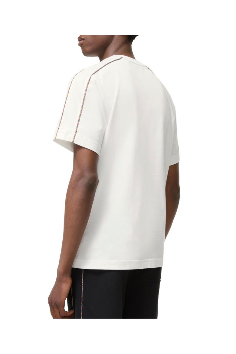 Check Piping Cotton T-shirt, Alternate, color, Chalk white