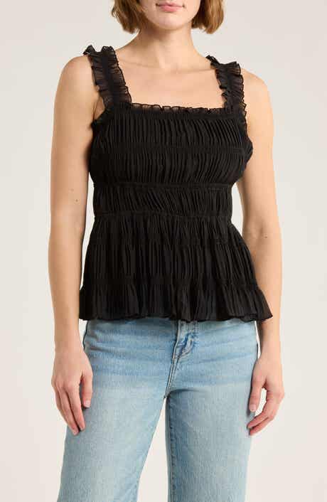 MAX STUDIO Smocked Georgette Tank