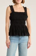 MAX STUDIO Smocked Georgette Tank