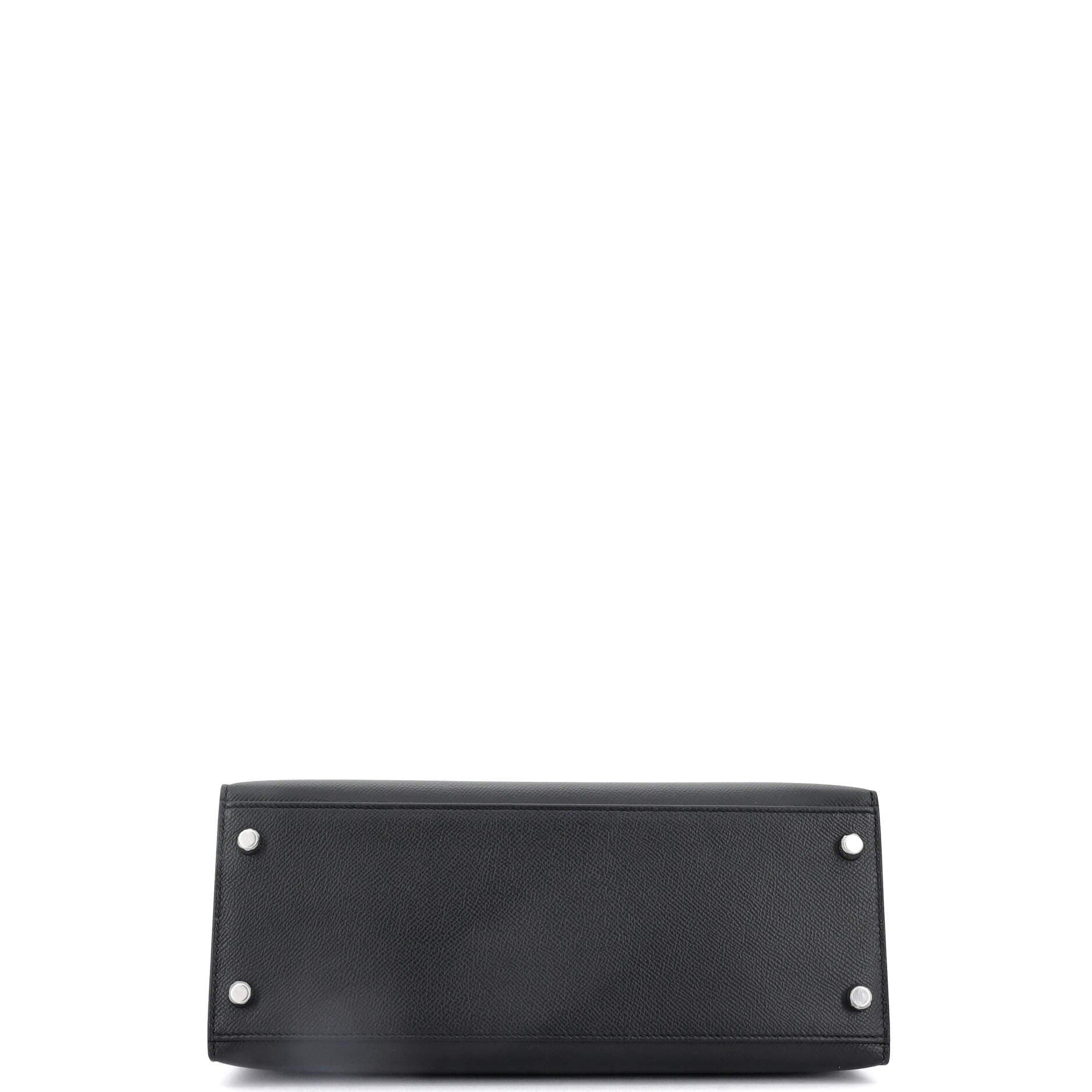 Pre-Owned Hermes Kelly Handbag Black Epsom with Palladium Hardware 28, Alternate, color, 