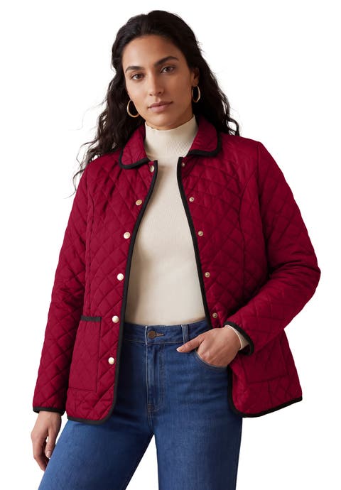 Snap-Front Quilted Coat (Plus)