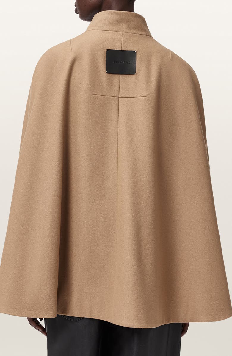 AllSaints Lunis Wool Blend Cape Coat, Alternate, color, Camel Brown