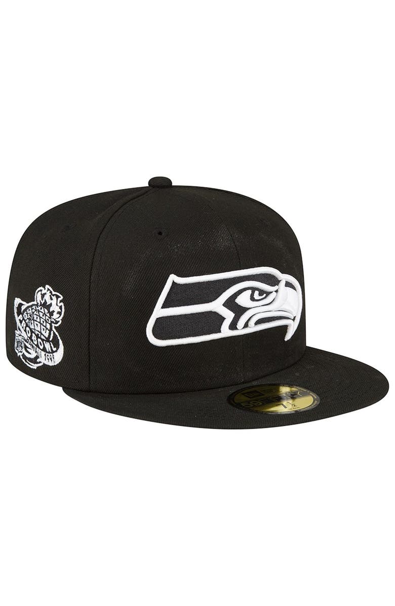 New Era Men's New Era Black Seattle Seahawks 1998 Pro Bowl Side Patch 59FIFTY Fitted Hat, Main, color,