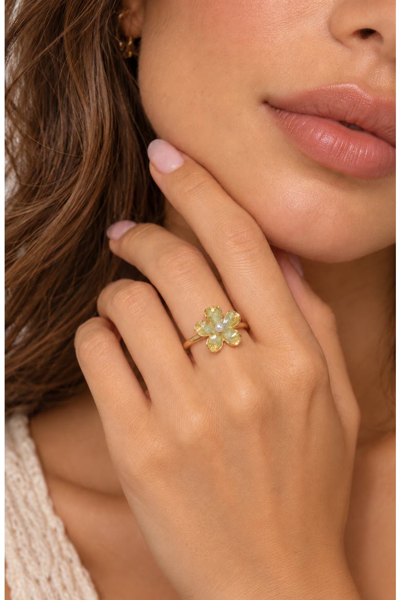 Golden Druzy Flower Ring, Alternate, color, GOLD