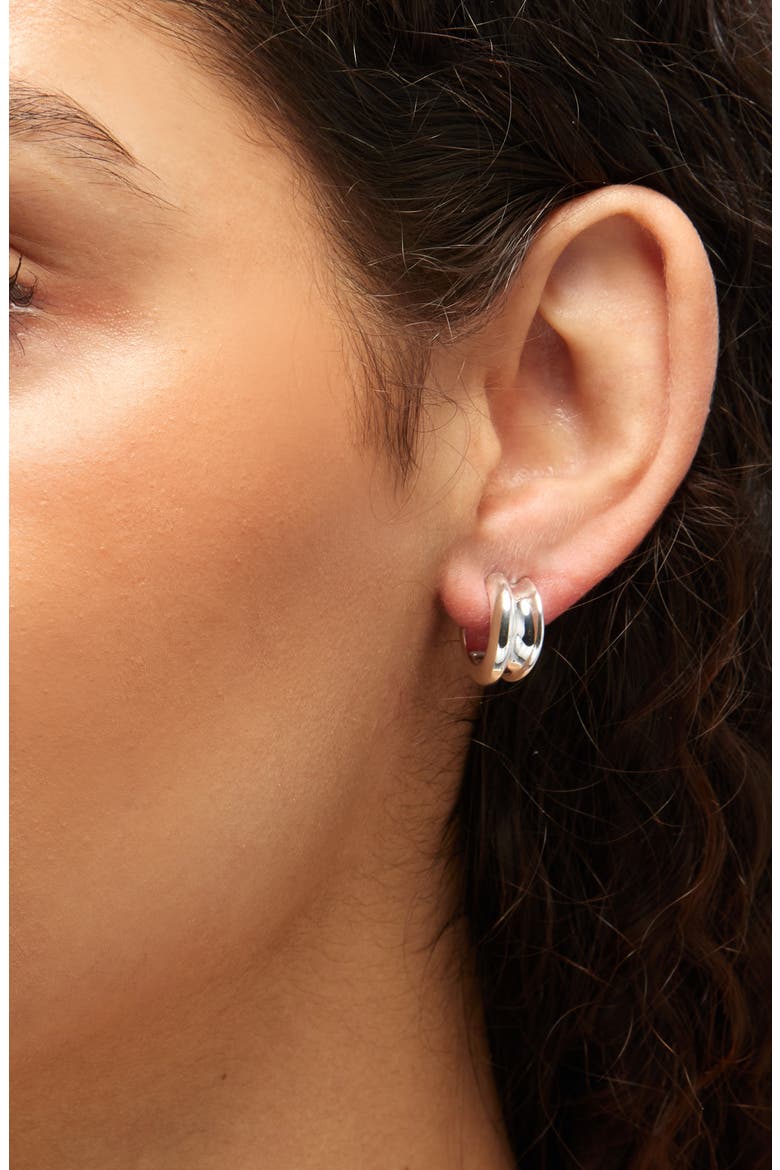 Lennon Mini Hoop Earrings, Alternate, color, HIGH POLISH SILVER