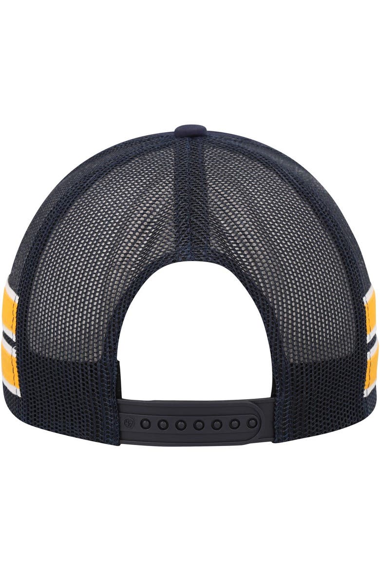 Men's '47 Navy Denver Nuggets Sidebrand Stripes Trucker Adjustable Hat, Alternate, color, Navy