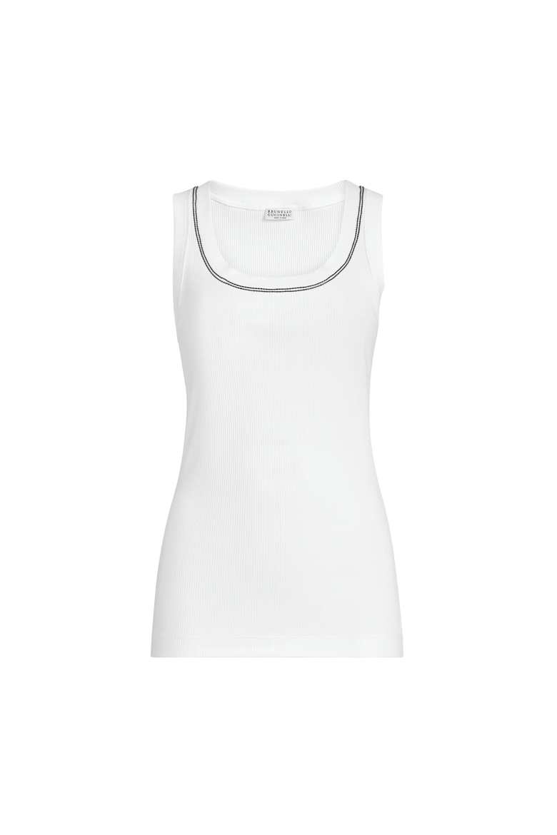 Ribbed jersey top, Alternate, color, White