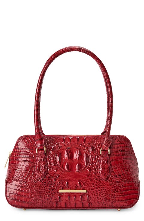 Jennifer Croc Embossed Leather Shoulder Bag