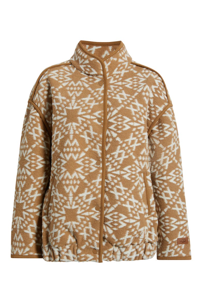 Brigh Fleece Snap Jacket, Main, color, SAND