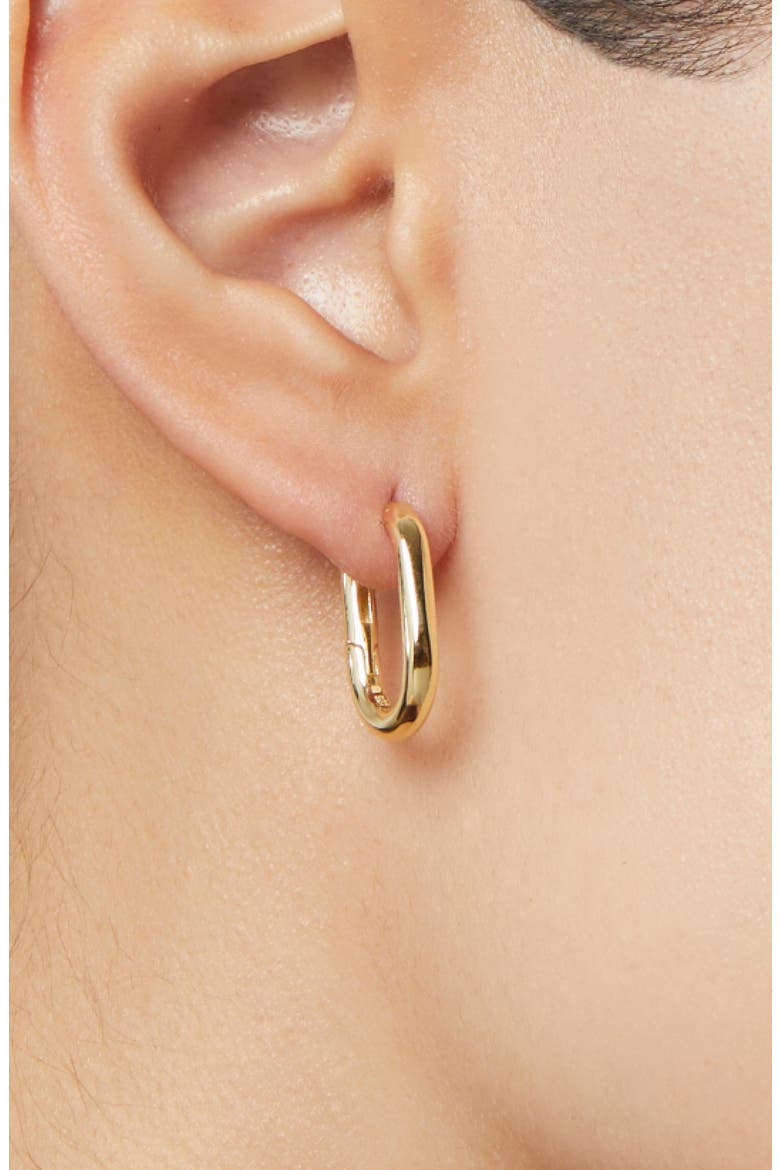 Small Rox Oval Hoop Earrings, Alternate, color, 925 YG