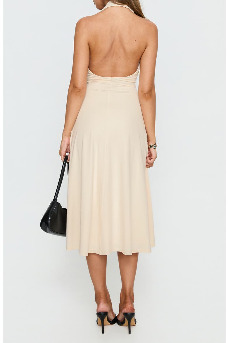Morganne Plunge Halter Midi Dress, Alternate, color, BUTTER
