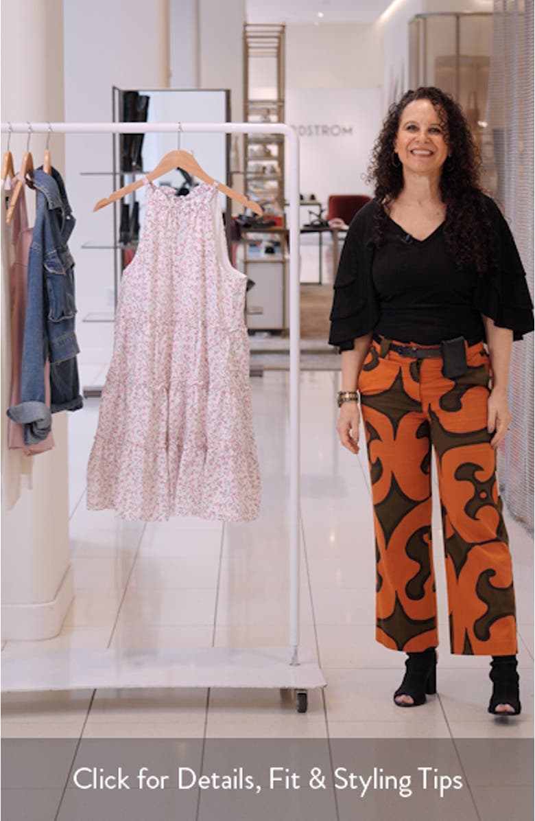 Floral Sleeveless Tiered Linen & Cotton Dress, sales video thumbnail