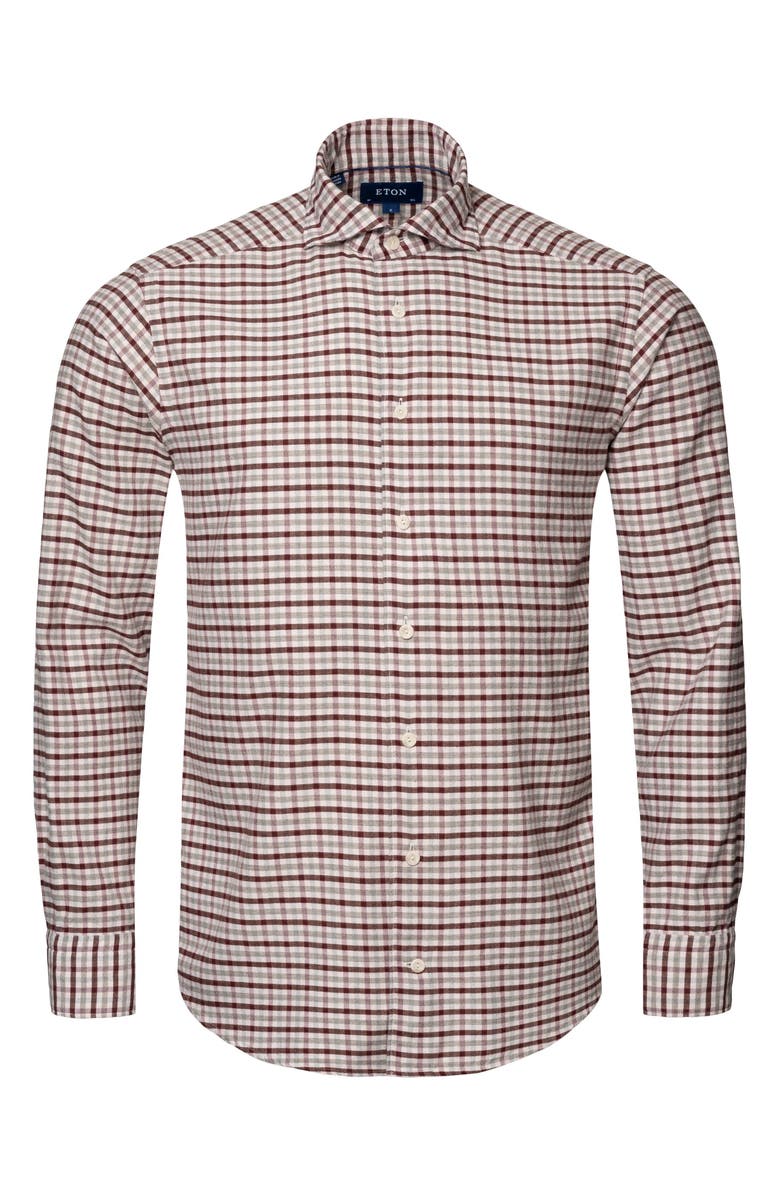 Eton Contemporary Fit Plaid Flannel Dress Shirt, Alternate, color, 