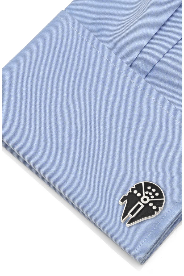 Millenium Falcon Cuff Links, Alternate, color, BLACK