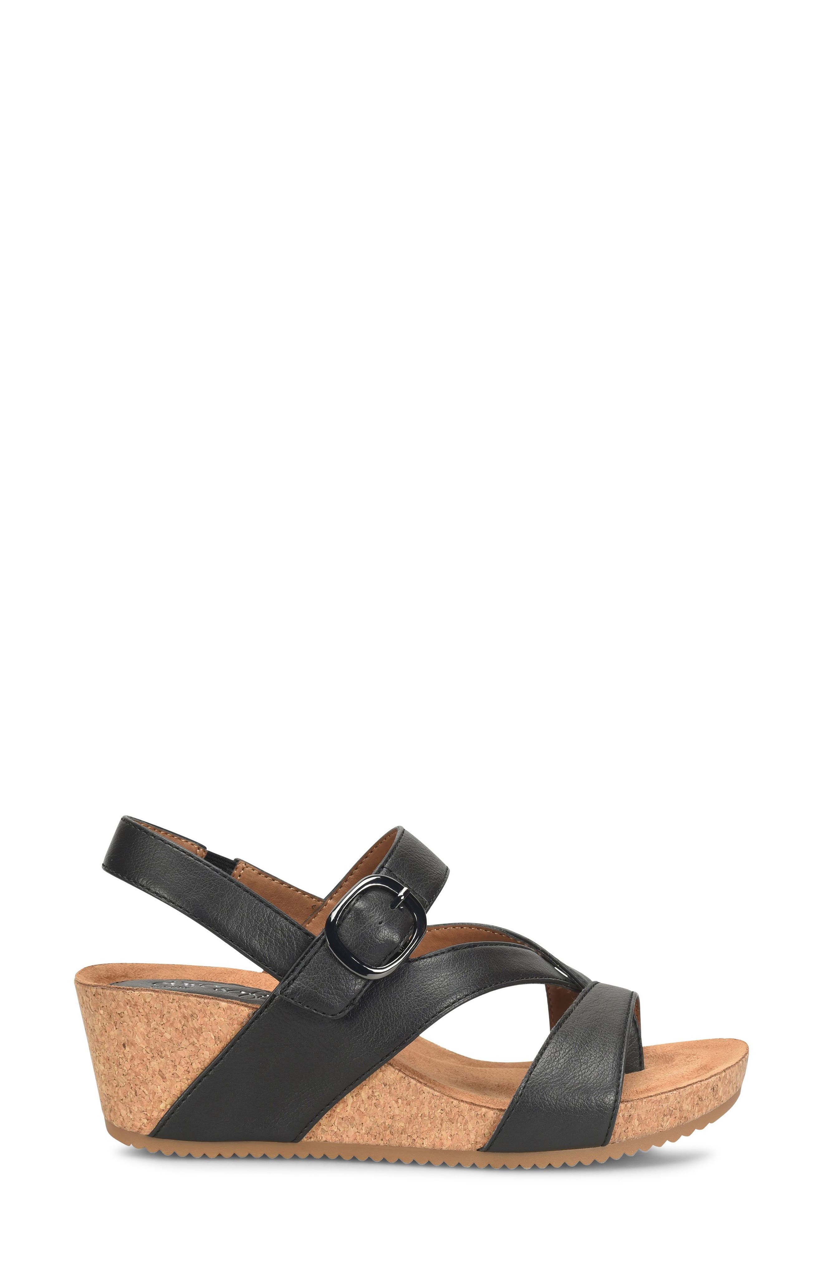 EUROSOFT Evelyn Wedge Sandal, Alternate, color, Black