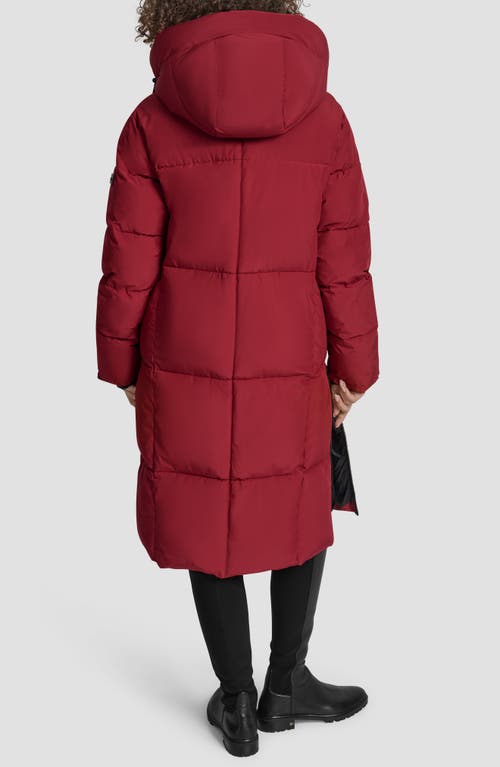 Dkny Box Quilted Longline Puffer Coat In Red