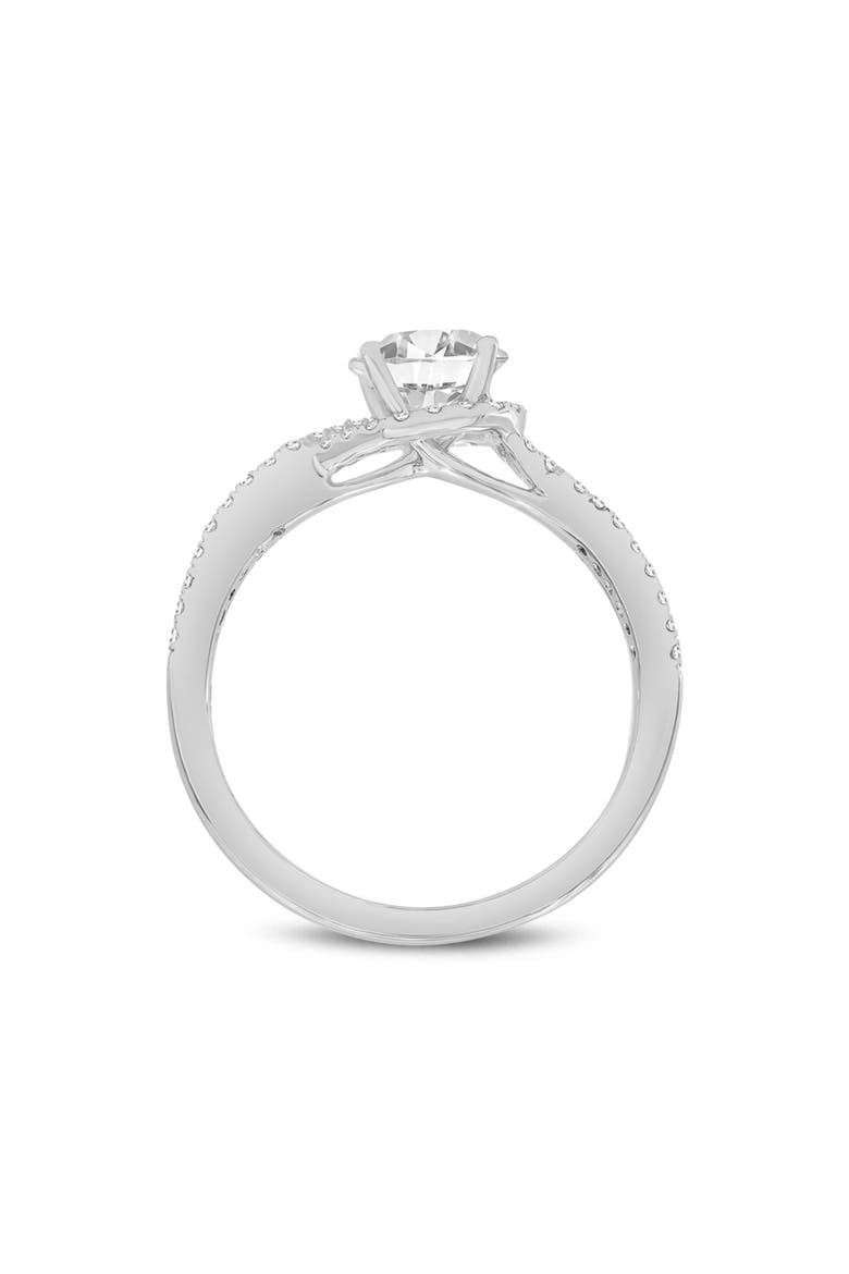 Everly 14K White Gold Round Cut Lab Grown Diamond Halo Twist Engagement Ring - 1.2 Ct, Alternate, color, 14K White Gold