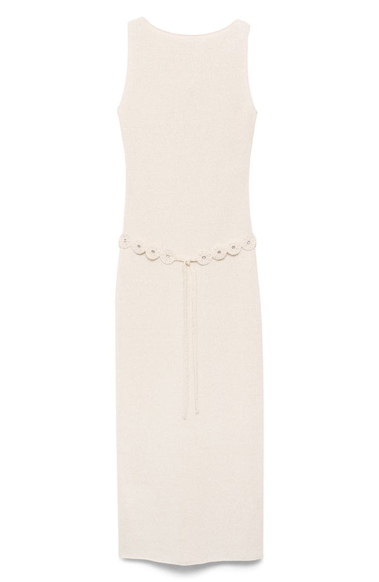 MANGO Belted Knit Maxi Dress, Alternate, color, Ecru